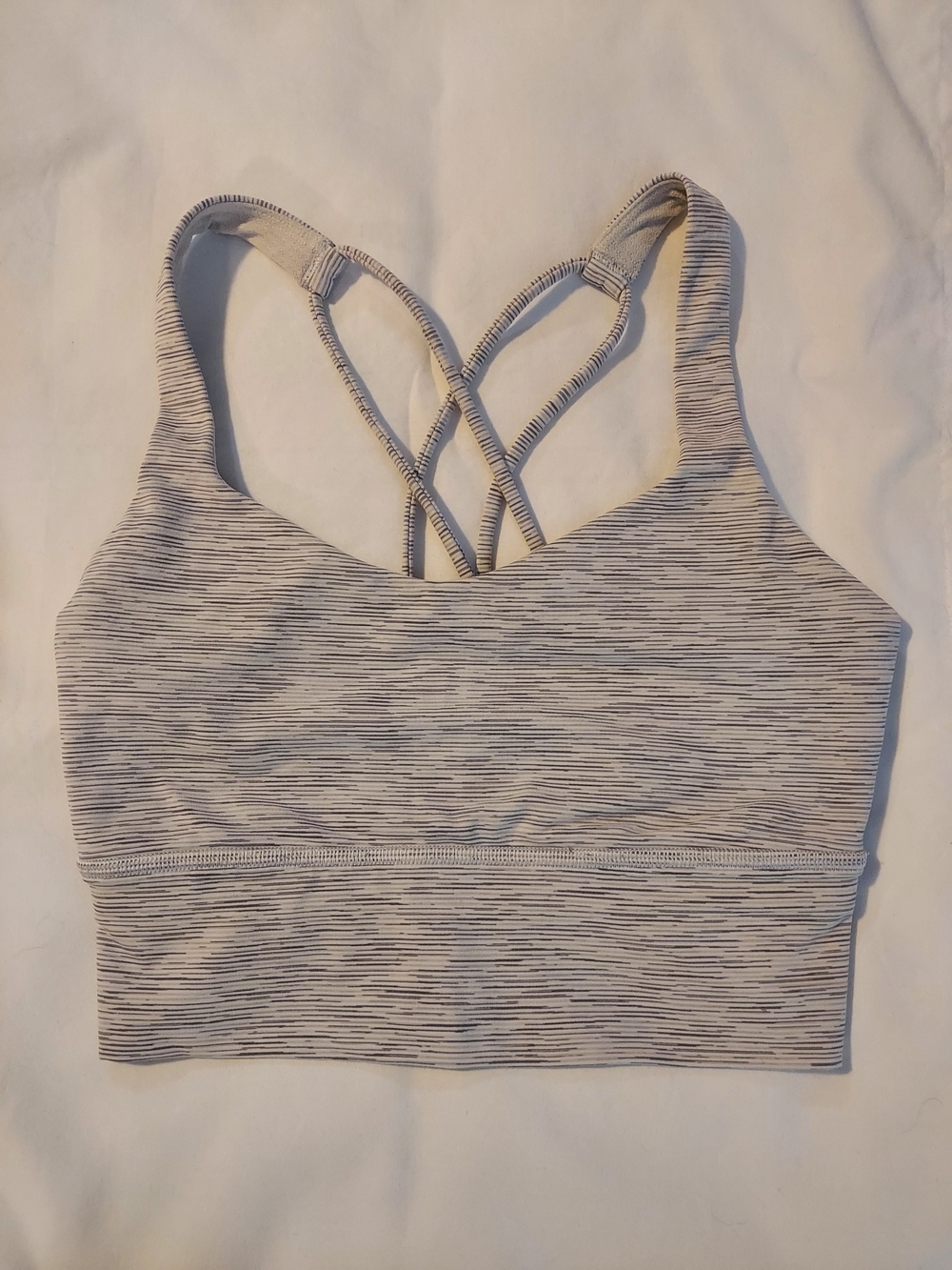 Lululemon Energy Bra Longline Space Dye Camo White Silver Spoon Size 4